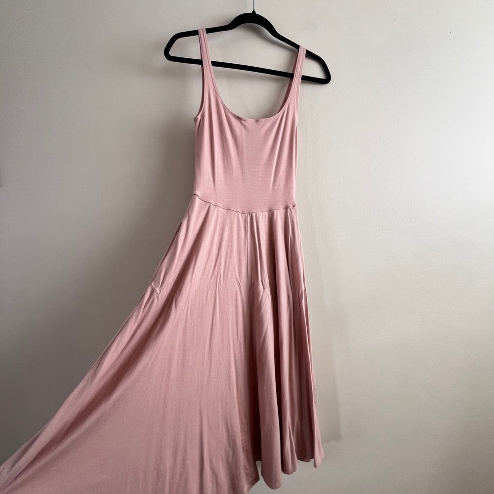 Reformation Rou Dress Blush Pink Fit and Flare Tank Midi Size S Ballet Softgirl - Picture 2 of 7